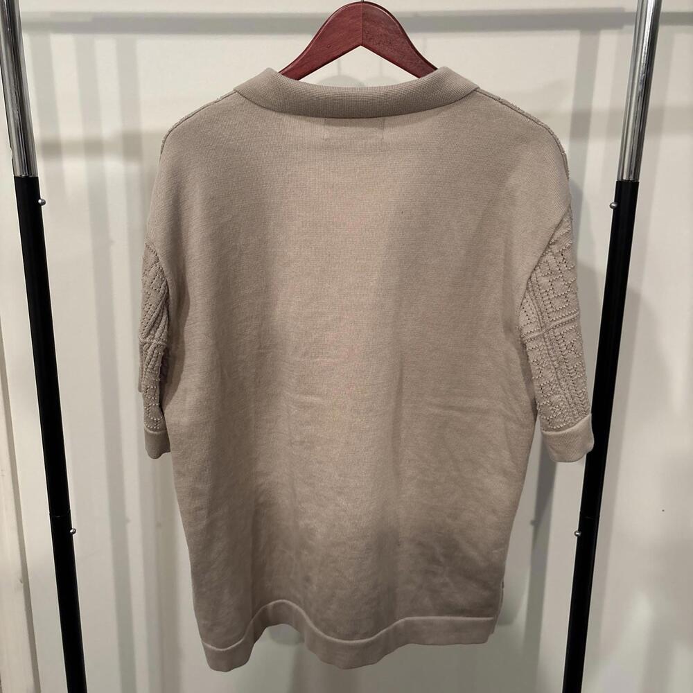 Free Planet Oxford Tan Knit Button Polo Shirt XL NWT Textured Retro - Picture 4 of 4